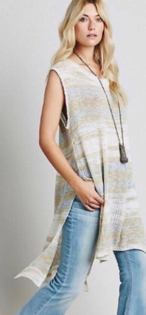 Free People Always Sunny Days Striped Knit Tunic - Medium